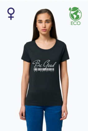 Koszulka damska z krótkim rękawem (ekologiczna - czarna z napisem)