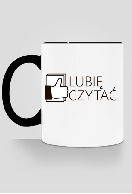 kubek z kolorowym uchem z logiem lubię czytać