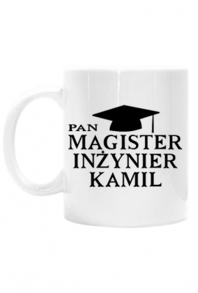 Kubek Magister Inżynier z imieniem Kamil