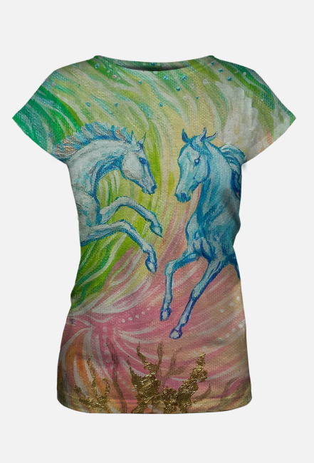 Damski T-Shirt  końmi- Horse Spirit - The Love Journey - ©DH
