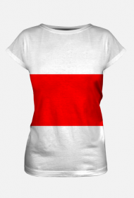 Koszulka damska z flagą Białorusi biało-czerwono-białą fullprint