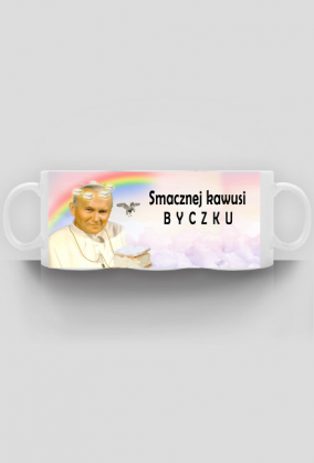 Kubek śmieszny Jan Paweł II Karol Wotyła papież smacznej kawusi byczku
