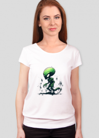 Green Alien - Koszulka Damska ze Ściągaczem
