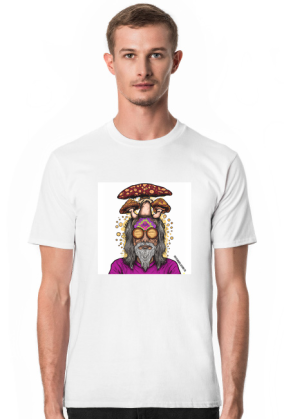 Dziadek z grzybami na głowie