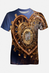 Koszulka -Mechaniczne serce w stylu steampunk