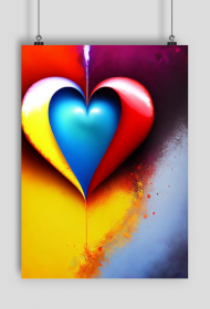 Plakat pionowy -kolorowe serce malowane farbami