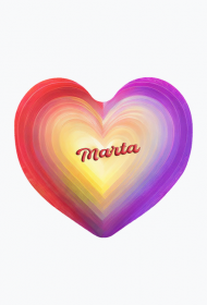 Magnes serce -Serce w pastelowych kolorach z imieniem Marta