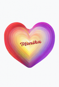 Magnes serce -Serce w pastelowych kolorach z imieniem Monika
