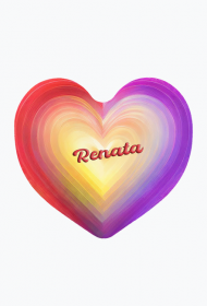 Magnes serce -Serce w pastelowych kolorach z imieniem Renata
