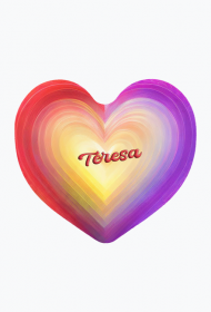 Magnes serce -Serce w pastelowych kolorach z imieniem Teresa