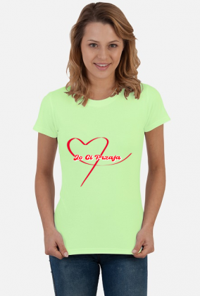 Koszulka Damska-Ręcznie rysowane czerwone serce - Wyraz miłości w śląskim slangu-Jo ci przaja czyli Ja cię kocham.