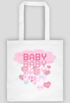 Torba-Różowa opowieść o Miłości Matki do Dziecka - Serce i Baby Love na Torbie