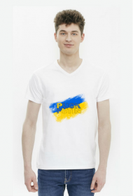 Koszulka -Napis puck futin z flagą Ukrainy  w żółto niebieskich barwach