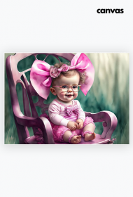 Obraz Canvas poziom-"Mała Różowa Słodka Uśmiechnięta dziewczynka"