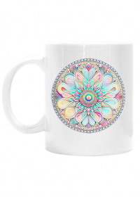 Kubek-"Mandala Uspokajające Kwiaty w Symetrycznej Aranżacji"