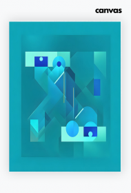 Canvas pionowy   -Współczesna abstrakcyjna geometria: wyrafinowany pokaz kształtów i kolorów w kolorze morskiego błękitu