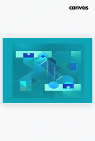 Canvas poziomy   -Współczesna abstrakcyjna geometria: wyrafinowany pokaz kształtów i kolorów w kolorze morskiego błękitu