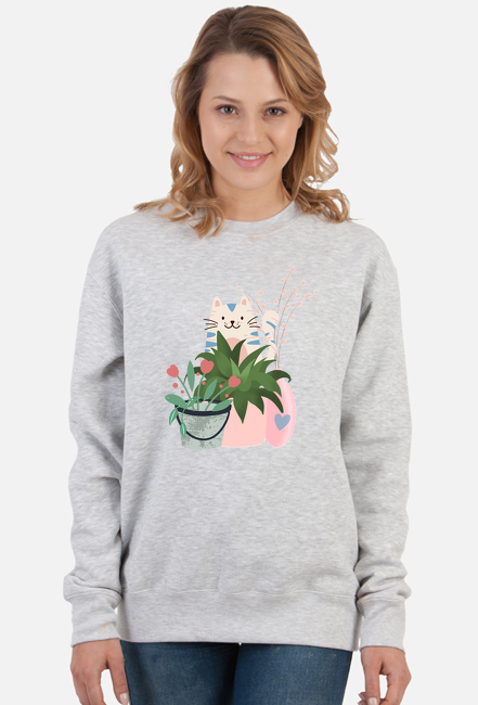 Bluza damska Wesoły kot w kwiatach