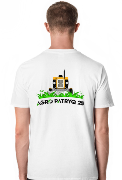 Koszulka męska z logiem AgroPatryQ 25 nadruk przód i tył napis czarno-zielony