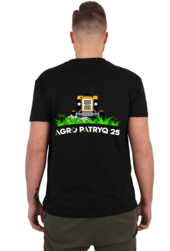 Koszulka męska z logiem AgroPatryQ 25 nadruk przód i tył napis biało-zielony