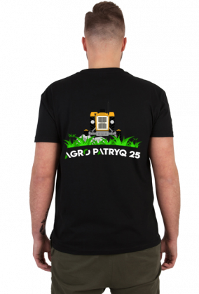Koszulka męska z logiem AgroPatryQ 25 nadruk przód i tył napis biało-zielony