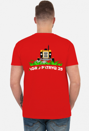 Koszulka męska z logiem AgroPatryQ 25 nadruk przód i tył napis biało-zielony