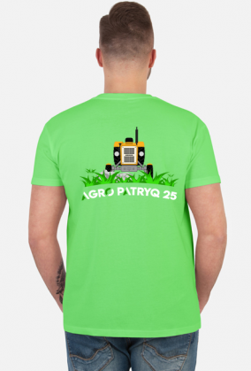 Koszulka męska z logiem AgroPatryQ 25 nadruk przód i tył napis biało-zielony