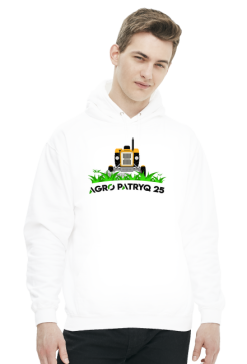 Bluza męska z logiem AgroPatryQ 25 z kapturem nadruk przód i tył napis czarno-zielony