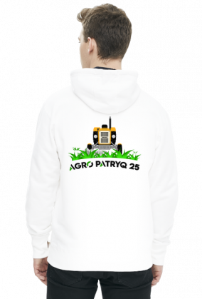 Bluza męska z logiem AgroPatryQ 25 z kapturem nadruk przód i tył napis czarno-zielony
