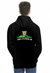 Bluza męska z logiem AgroPatryQ 25 z kapturem nadruk przód i tył napis biało-zielony