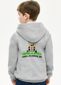 Bluza dziecięca z logiem AgroPatryQ 25 rozpinana z nadrukiem przód i tył z kapturem napis czarno-zielony