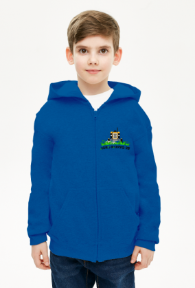 Bluza dziecięca z logiem AgroPatryQ 25 rozpinana z nadrukiem przód i tył z kapturem napis czarno-zielony