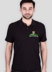 Koszulka męska polo z logiem AgroPatryQ 25 napis biało-zielony