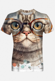 Koszula męska full print - Kot w ukularach