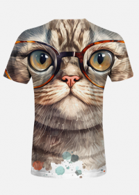Koszula męska full print - Kot w ukularach