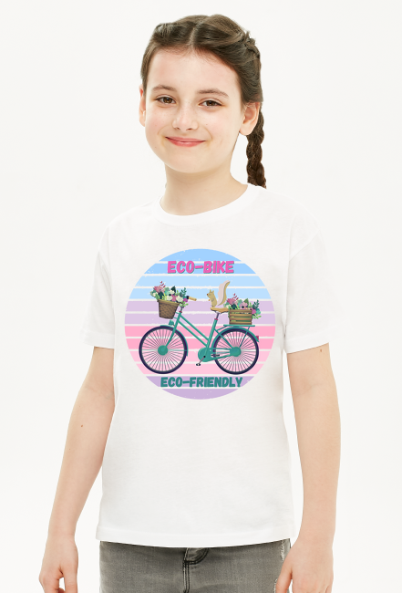 T-shirt dziecięcy Jestem Eco na rowerze