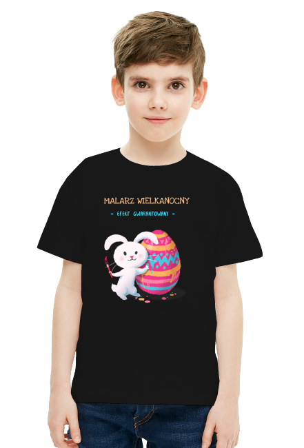 T-shirt dziecięcy Zając malarz wielkanocny