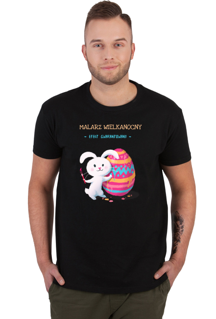T-shirt męski Zając malarz wielkanocny