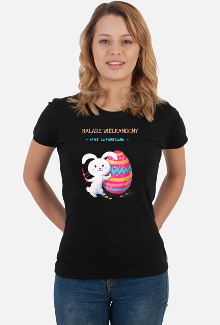 T-shirt damski Zając malarz wielkanocny
