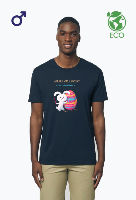 T-shirt męski Zając malarz wielkanocny