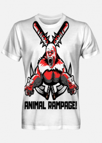Koszulka Animal Rampage - pełny nadruk, biała (czarne litery)
