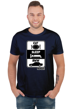 E30 - Eat Sleep BMW Repeat (koszulka męska)