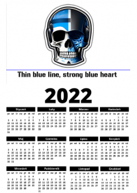 Kalendarz - Blue Skull - thin blue line