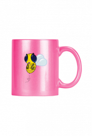 Różowy kubek ceramiczny z efektem ALU – Pszczoła