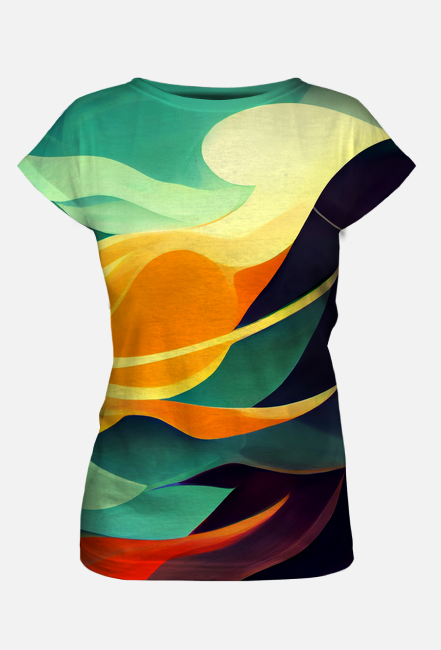 Bluzka koszulka damska T-Shirt full print kolorowa Abstrakcja