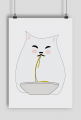 Plakat A1 – kot jedzący spaghetti