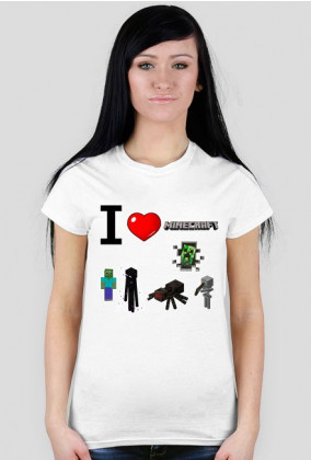 koszulka i love minecraft damska