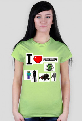 koszulka i love minecraft damska