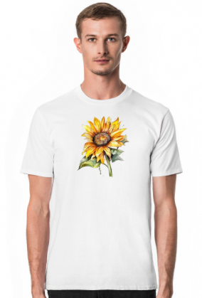 Koszulka ze słonecznikiem malowanym akwarelą