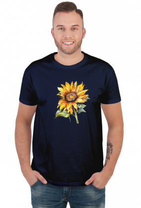Koszulka ze słonecznikiem malowanym akwarelą